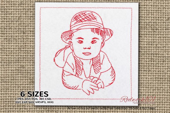 Baby with Hat Embroidery Design
