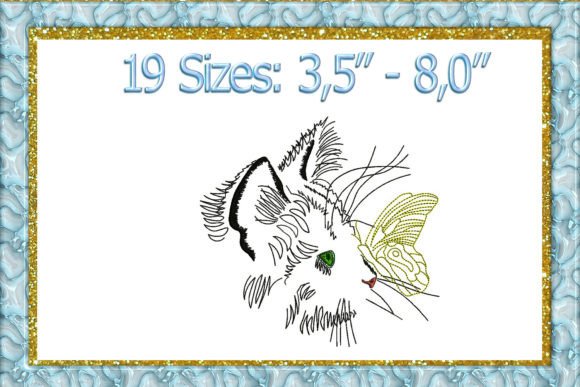 Cat with a Butterfly Machine Embroidery