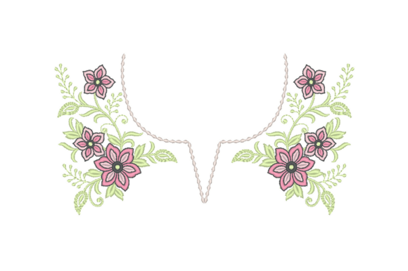Charming Floral Collar Embroidery Design