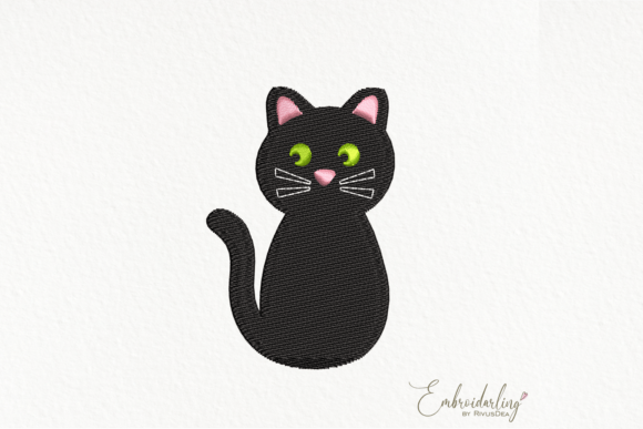 Cute Halloween Cat Machine Embroidery