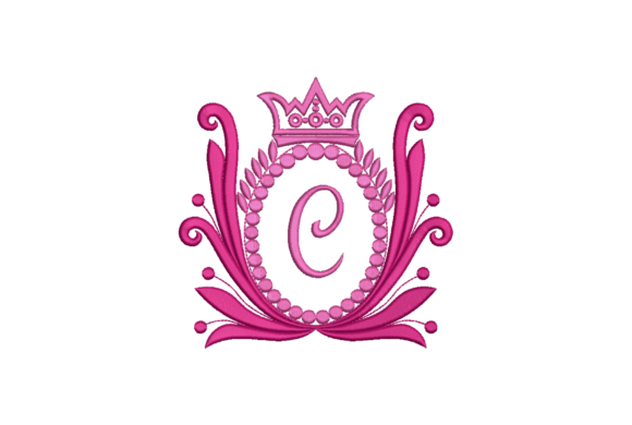 Elegant Crown Embroidery Design Letter C