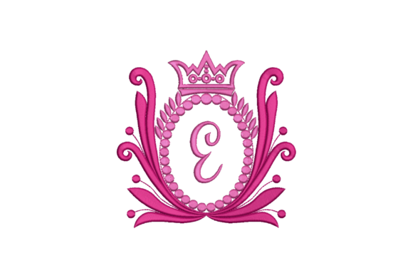 Elegant Crown Embroidery Design Letter E