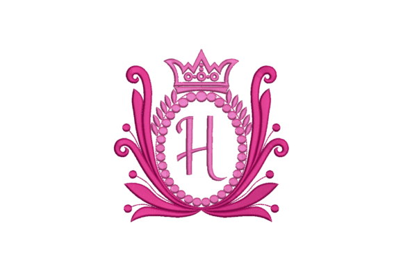 Elegant Crown Embroidery Design Letter H