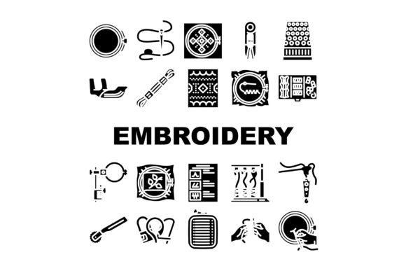 Embroidery Thread Fabric Needle Icons Se