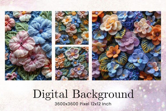 Flower Embroidery Background Wallpaper