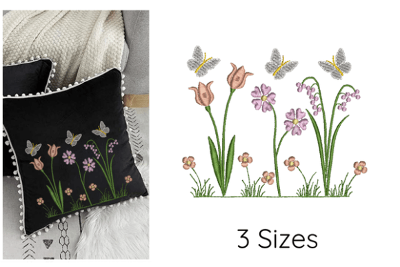 Garden Butterflies Embroidery Design