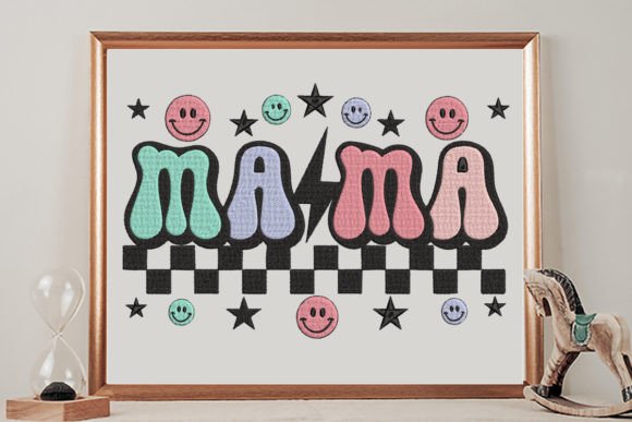 Mama Smiley Emoticon Embroidery