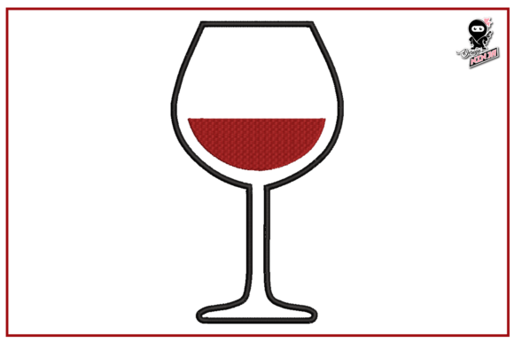 Wine Glass Mini Embroidery Design